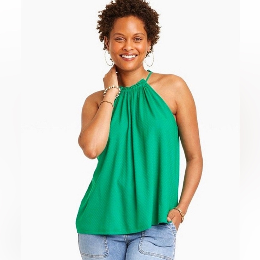 KNOX ROSE Kelly Green Halter Tank Top size M